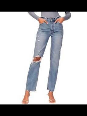 Abercrombie & Fitch Curve Love High Rise Dad Jean Distressed‎ Womens 26